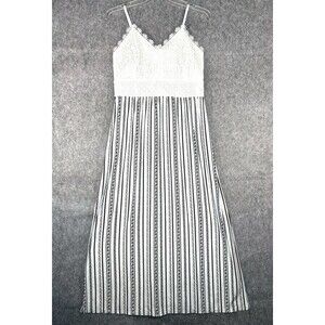 No Boundaries Babydoll Maxi Dress Size XXL Black White Crochet Smocked Slits